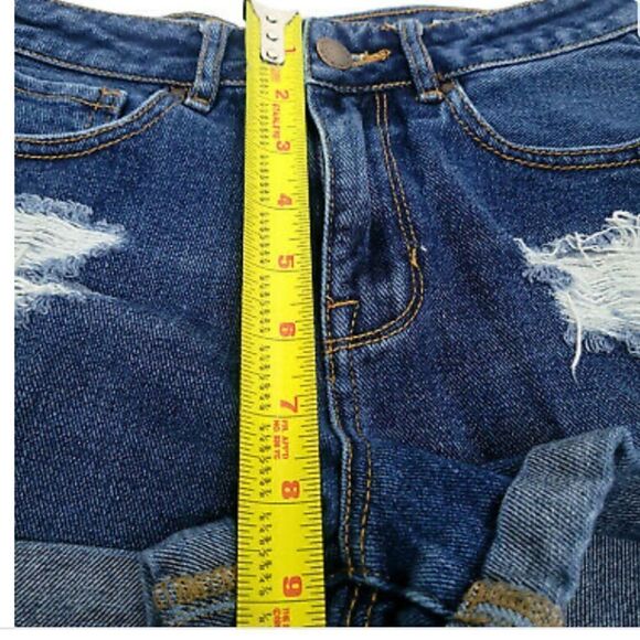 BULLHEAD Denim Shorts Blue Jean High Rise Distressed Cuffed Shorties Women 25 - Picture 6 of 6